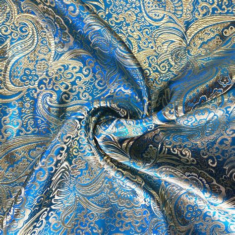 brocade fabric-silver metallic paisley|Brocade Fabric By The Yard .